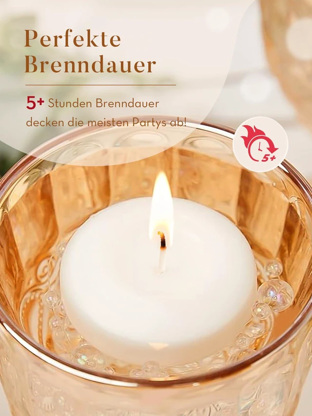 Alt view image 4 of 7 - 2 inch White Floating Candles, 5-6 Hours Burns 24 Pack Candles Set | Unscented Floating Candle for Centerpieces, Wedding, Christmas Lights, Romantic Night for Her/Him Set
