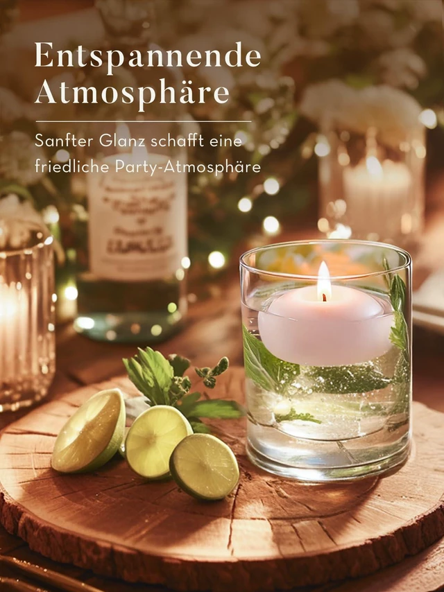 Alt view image 5 of 7 - 2 inch White Floating Candles, 5-6 Hours Burns 24 Pack Candles Set | Unscented Floating Candle for Centerpieces, Wedding, Christmas Lights, Romantic Night for Her/Him Set
