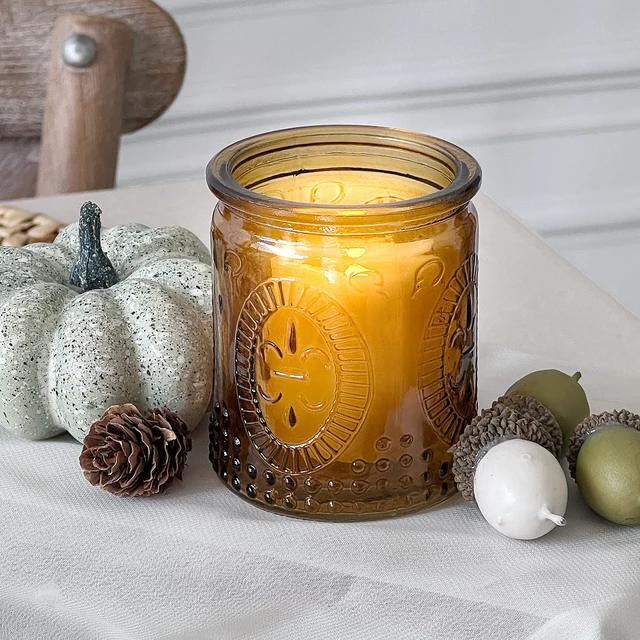 Alt view image 3 of 7 - Vintage Amber Glass Tea Light Candle Holders Set of 4 - Votive Holders for Home Decor, Fall Table Decorations, Bathroom Candles, Kitchen Shelf Decor, and Wedding Centerpieces