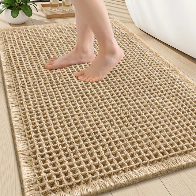 Main image of Waffle Bath Mat 30X20, Extra Soft Absorbent Bathroom Rugs, Brown | Non Slip Machine Washable Quick Dry Bath Rugs for Bathroom Floor, Tub, Shower, Home Decor Accessories