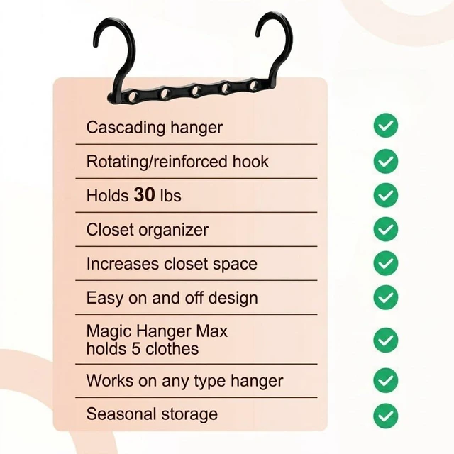 Alt view image 6 of 7 - 10 Pack Space Saving Hangers, Black, Premium Smart Hanger | Space Saver Hanger Organizer, Closet Organizer and Storage for Dorm, Apartment, Dorm Room Essentials for Grouping Clothes