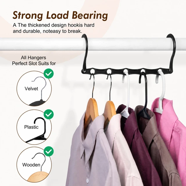 Alt view image 5 of 7 - 10 Pack Space Saving Hangers, Black, Premium Smart Hanger | Space Saver Hanger Organizer, Closet Organizer and Storage for Dorm, Apartment, Dorm Room Essentials for Grouping Clothes