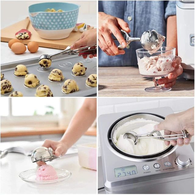 Alt view image 4 of 7 - Ice Cream Scoop, 3Pcs Cookie Scoop Set, Stainless Steel Ice Cream Scooper with Trigger Release, Large/Medium/Small Cookie Scooper for Baking, Cookie Scoops for Baking Set of 3 with Cookie Dough Scoop