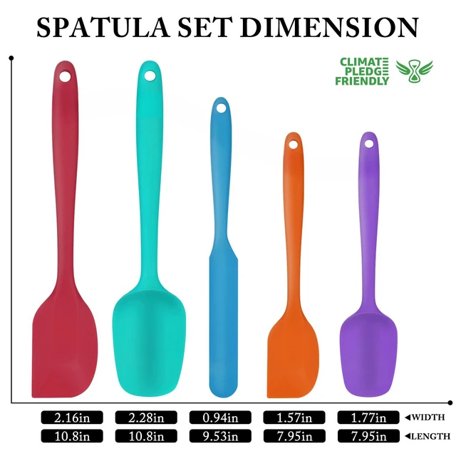 Alt view image 2 of 7 - Silicone Rubber Spatula Set BPA-Free, Multicolor, Set of 5 | Heat Resistant 600, Food Grade, For Baking, Cooking, and Mixing, Non Stick Dishwasher Safe