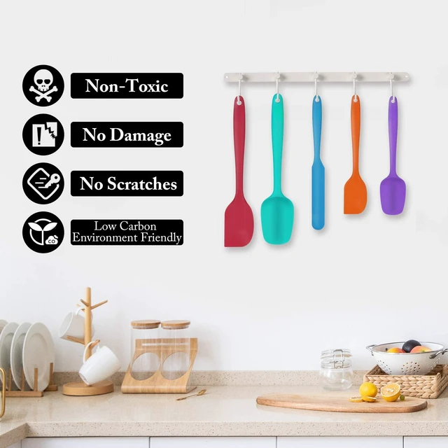 Alt view image 5 of 7 - Silicone Rubber Spatula Set BPA-Free, Multicolor, Set of 5 | Heat Resistant 600, Food Grade, For Baking, Cooking, and Mixing, Non Stick Dishwasher Safe