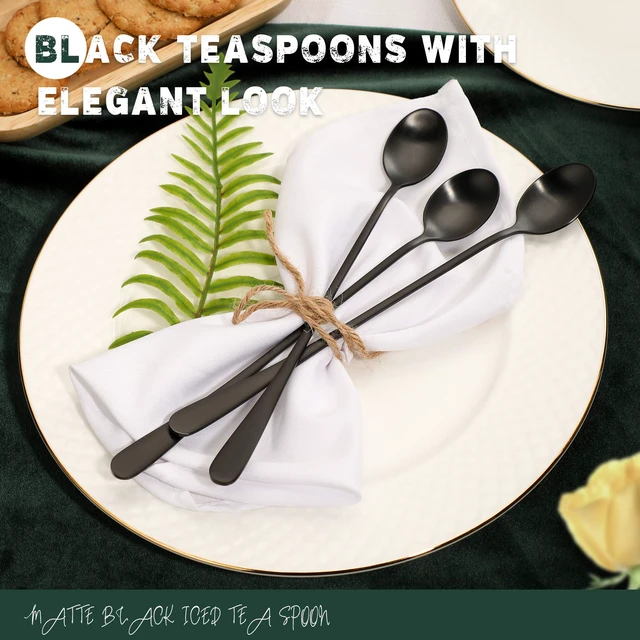 Alt view image 4 of 7 - Matte Black 9-Inch Long Handle Iced Tea Spoons, Coffee Spoon, Ice Cream Spoon, Stainless Steel Cocktail Stirring Spoons, Set of 4