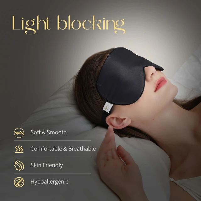 Alt view image 2 of 5 - Adjustable 100% Mulberry Silk Sleep Mask | Super-Smooth Soft Natural Silk Eye Mask for Sleep, Travel, Multiple Color Options ( Black )