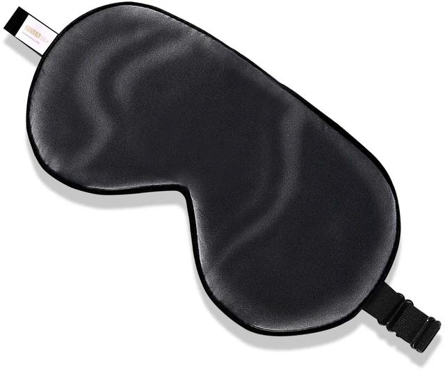 Main image of Adjustable 100% Mulberry Silk Sleep Mask | Super-Smooth Soft Natural Silk Eye Mask for Sleep, Travel, Multiple Color Options ( Black )