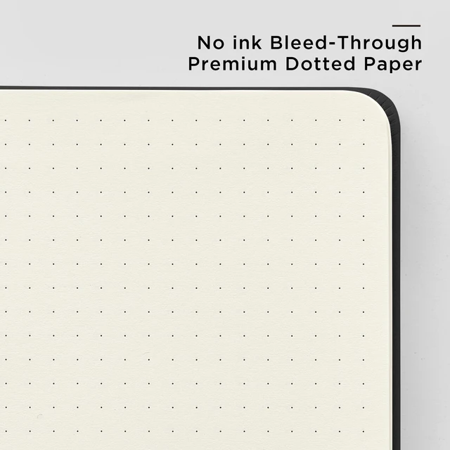 Alt view image 5 of 7 - Dotted Journal Notebook, A5 Hardcover Leather Dotted Journal, 160 Pages 100gsm Thick Dot Grid Paper, 3 Sheets of Stickers Included - 5.7'' x 8'' (Black)