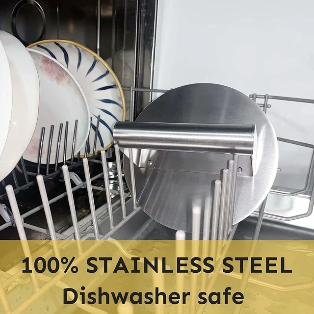 Alt view image 7 of 7 - Stainless Steel Burger Press, 6.2-Inch Round Burger Smasher | Flat Edge, Even Pressure for Thin Patties, Dishwasher Safe, Griddle Accessories Fit Flat Top Griddles & Skillets