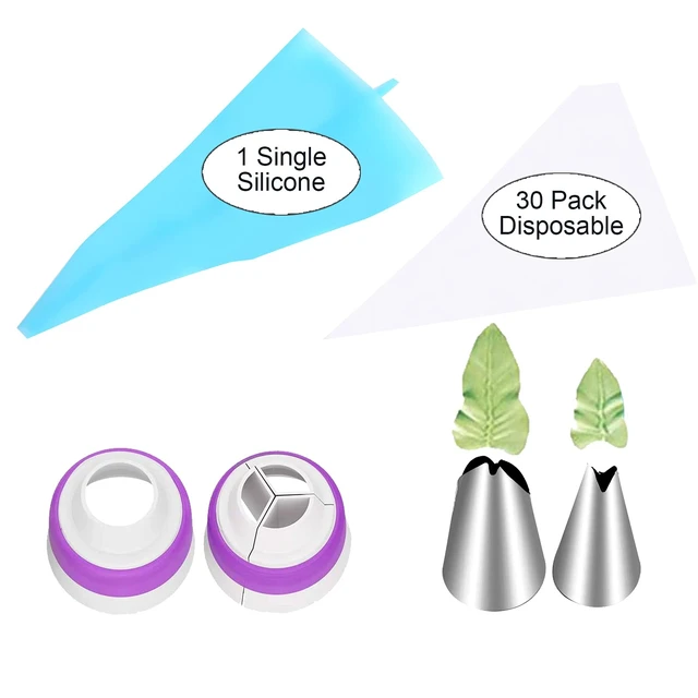 Alt view image 3 of 7 - 47 Pcs Russian Piping Tips Set, 12 Flower Frosting Nozzles Icing Tips for Cake Decorating Tips Kit, Baking Supplies for Cookie Cupcake, 2 Leaf Piping Tips 2 Couplers 30 Pastry Baking Bags