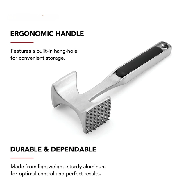 Alt view image 2 of 7 - Gourmet Multi Sided Meat Tenderizer for Pounding Meats, Nuts, Shellfish, ect, Hang Hole for Easy Storage, Hand Wash, One Size, Black
