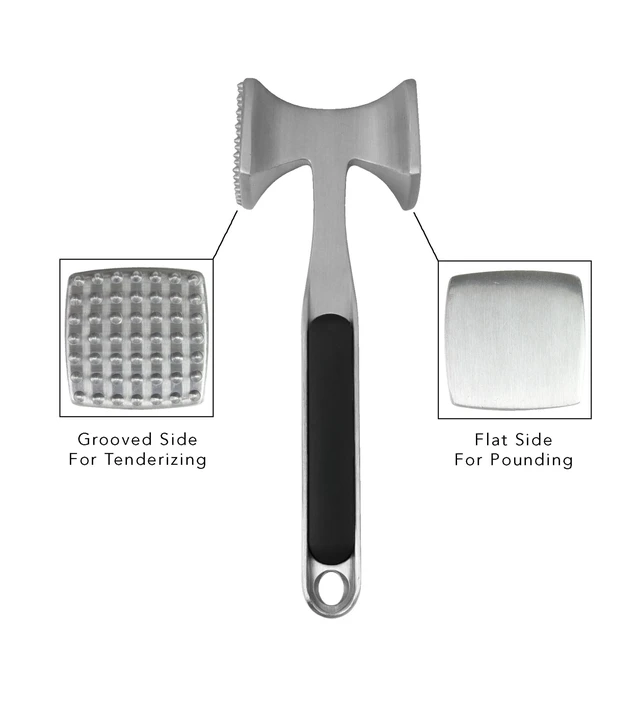 Alt view image 3 of 7 - Gourmet Multi Sided Meat Tenderizer for Pounding Meats, Nuts, Shellfish, ect, Hang Hole for Easy Storage, Hand Wash, One Size, Black