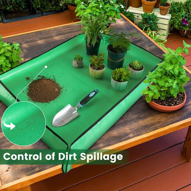 Alt view image 4 of 6 - Large Repotting Mat for Plant Transplanting and Mess Control Thickened Waterproof Potting Tray Succulent Potting Mat Portable Gardening Mat Plant Gifts for Women