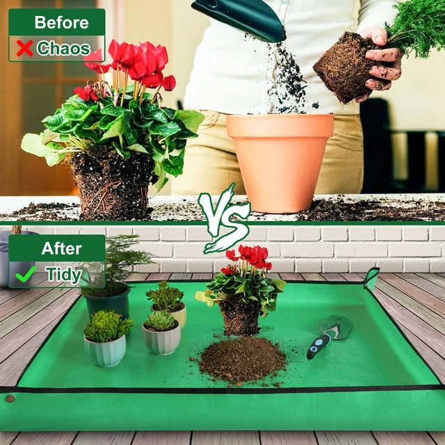 Alt view image 2 of 6 - Large Repotting Mat for Plant Transplanting and Mess Control Thickened Waterproof Potting Tray Succulent Potting Mat Portable Gardening Mat Plant Gifts for Women