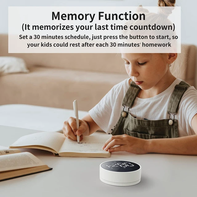 Alt view image 4 of 7 - Digital Magnetic Kitchen Timer & Stopwatch with LED Display, White | Up to 99:55 Countdown & Count Up , Easy Twist Control, Adjustable Volume & Brightness, Magnetic Back, Battery Powered