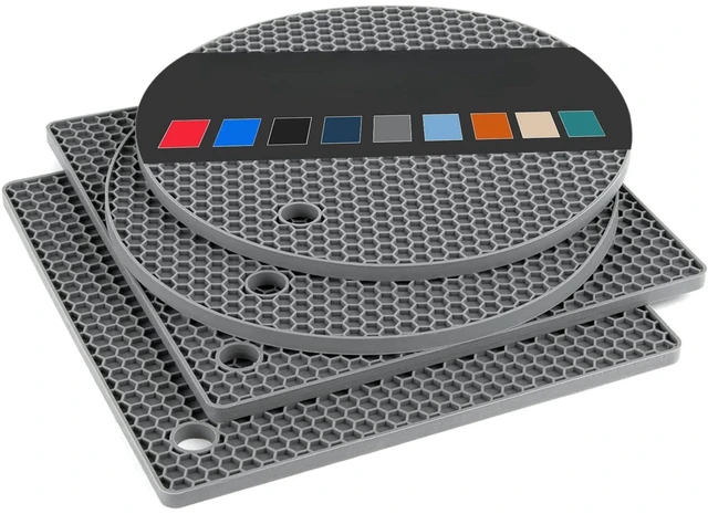 Main image of 4 Pack Trivets for Hot Dishes | Hot Pads for Kitchen, Silicone Pot Holders for Kitchen Countertops,Table, Hot Pots and Pans, Easy to Wash and Dry, Grey