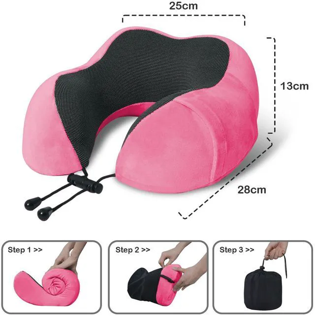 Alt view image 5 of 7 - Travel Pillow, Memory Foam Neck Pillow for Traveling, U Shape Neck Pillow Airplane Portable Flight Pillow Travel Kit with 5D Contoured Eye Masks and Earplug for Plane Train Car Home Office