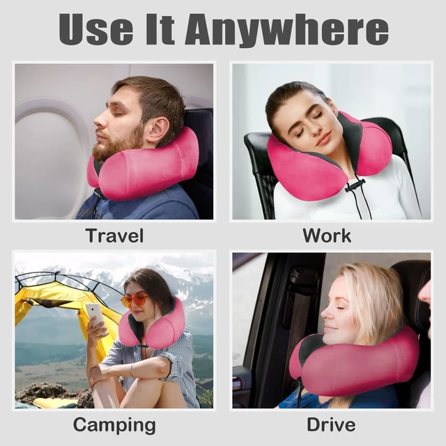 Alt view image 6 of 7 - Travel Pillow, Memory Foam Neck Pillow for Traveling, U Shape Neck Pillow Airplane Portable Flight Pillow Travel Kit with 5D Contoured Eye Masks and Earplug for Plane Train Car Home Office