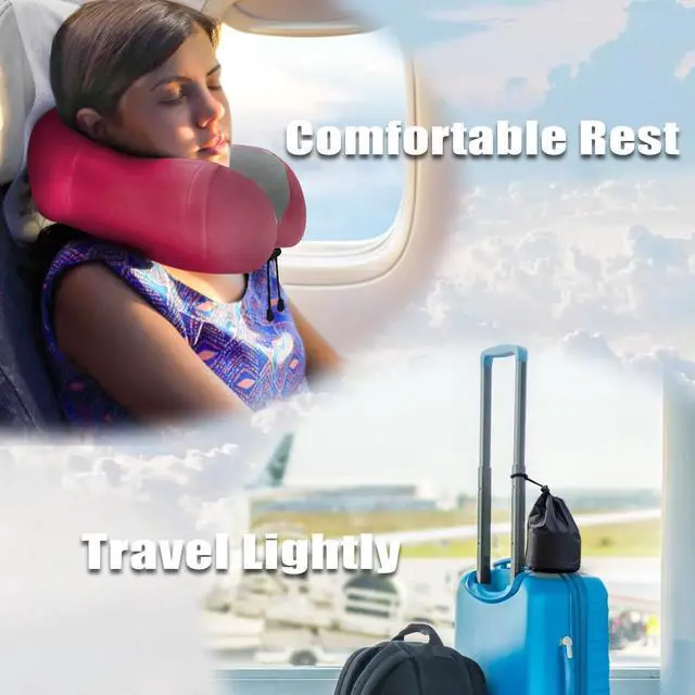 Alt view image 7 of 7 - Travel Pillow, Memory Foam Neck Pillow for Traveling, U Shape Neck Pillow Airplane Portable Flight Pillow Travel Kit with 5D Contoured Eye Masks and Earplug for Plane Train Car Home Office