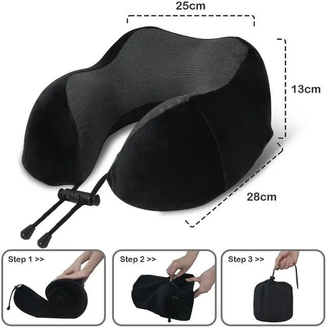 Alt view image 5 of 7 - Travel Pillow, Memory Foam Neck Pillow for Traveling, U Shape Neck Pillow Airplane Portable Flight Pillow Travel Kit with 5D Contoured Eye Masks and Earplug for Plane Train Car Home Office