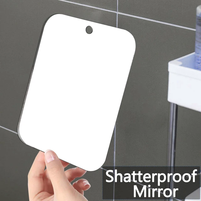 Alt view image 5 of 6 - Shatterproof Shower Mirror Fogless for Shaving,(Larger 11x8 Inch) Anti Fog Shaving Mirror Holder NO-Drilling, No Fog Free Waterproof,Small Wall Mounted Bathroom Accessories Camping Hanging Men