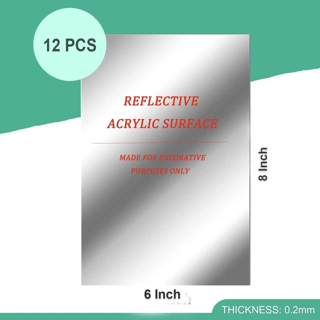 Alt view image 3 of 7 - 8" x 6" Self Adhesive Acrylic Mirror Sheet, 12 Pack Flexible Shatterproof Non Glass Body Mirror Tiles Large Self Adhesive Mirror Stickers for Bathroom Bedroom Home Baby Playroom Gym Wall Decor 0.2mm