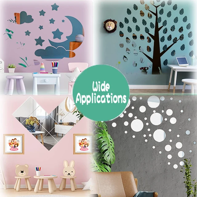 Alt view image 7 of 7 - 8" x 6" Self Adhesive Acrylic Mirror Sheet, 12 Pack Flexible Shatterproof Non Glass Body Mirror Tiles Large Self Adhesive Mirror Stickers for Bathroom Bedroom Home Baby Playroom Gym Wall Decor 0.2mm