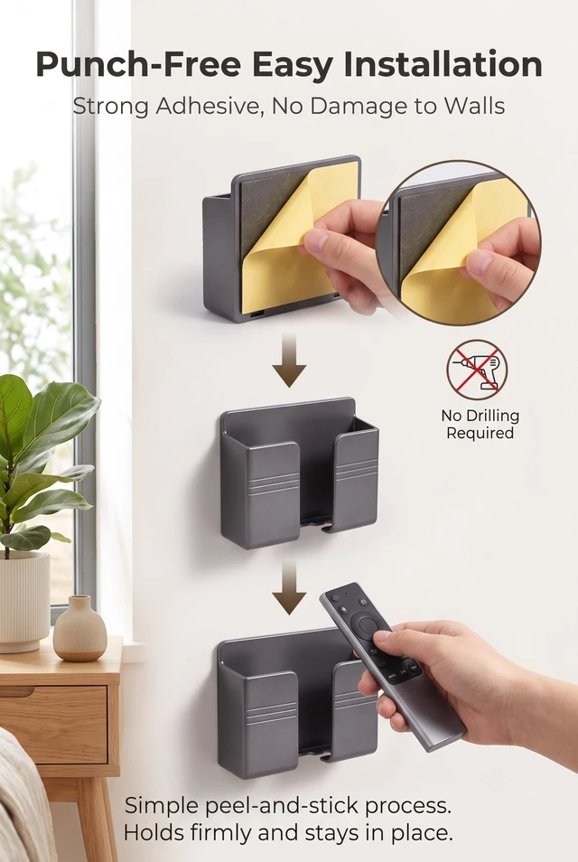 Alt view image 6 of 7 - 2 PCS Wall Phone Holder, Self Adhesive Wall Mount Phone Holder, RV Boat Camper Accessories Phones Stand, Fit for Bathroom Bedside Kitchen RV Remote Controls (Gray)