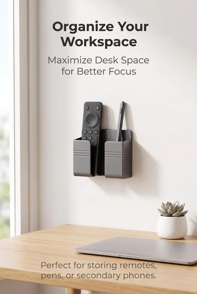 Alt view image 5 of 7 - 2 PCS Wall Phone Holder, Self Adhesive Wall Mount Phone Holder, RV Boat Camper Accessories Phones Stand, Fit for Bathroom Bedside Kitchen RV Remote Controls (Gray)
