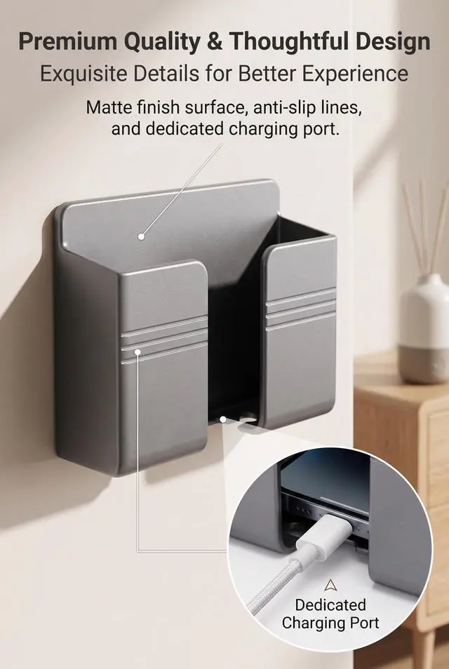 Alt view image 7 of 7 - 2 PCS Wall Phone Holder, Self Adhesive Wall Mount Phone Holder, RV Boat Camper Accessories Phones Stand, Fit for Bathroom Bedside Kitchen RV Remote Controls (Gray)