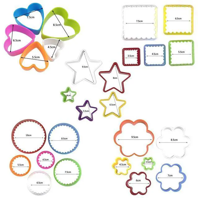 Alt view image 2 of 4 - 25 PCS Cookie Cutter Set Multi-size Sandwich Fondant Cake Fruit Vegetable Shapes Cutter Set