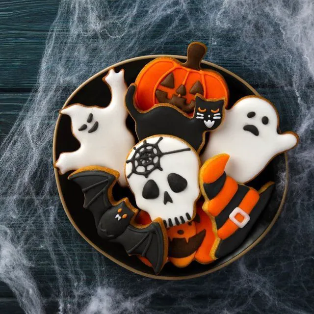 Alt view image 5 of 7 - Halloween Cookie Cutters Set,9 Piece Stainless Steel Metal Halloween Cookie Cutters Shapes - Pumpkin, Ghosts, Bat, Black Cat, Witch's Hat, Skull, Coffin, 1, Silver