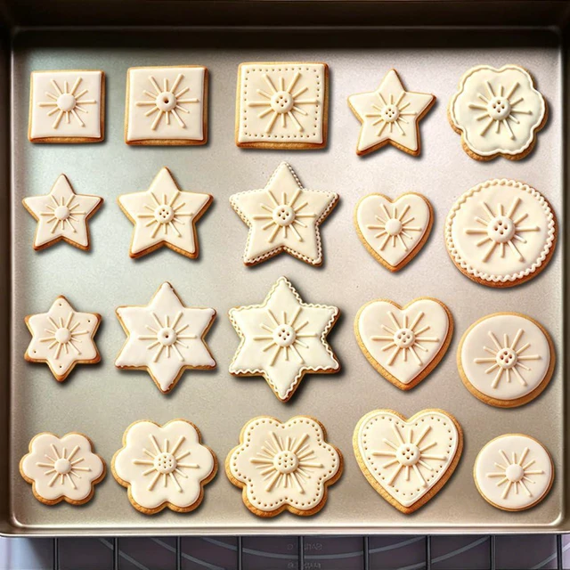 Alt view image 2 of 6 - Stainless Steel Cookie Cutters Set, 18 Pieces, Star, Flower, Heart, Circle, Square, Hexagram Shapes