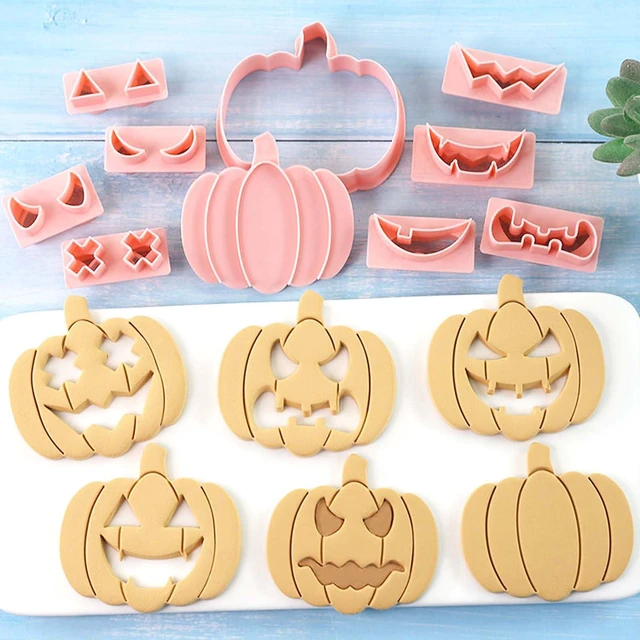 Main image of Mini Pumpkin Cookie Cutters, DIY 3d Halloween Raised Design Cookie Stamps | Cookie Cutter Set suitable for Frosting Decoration, Mini Gingerbread Pie Molds, Day of The Dead Decorations