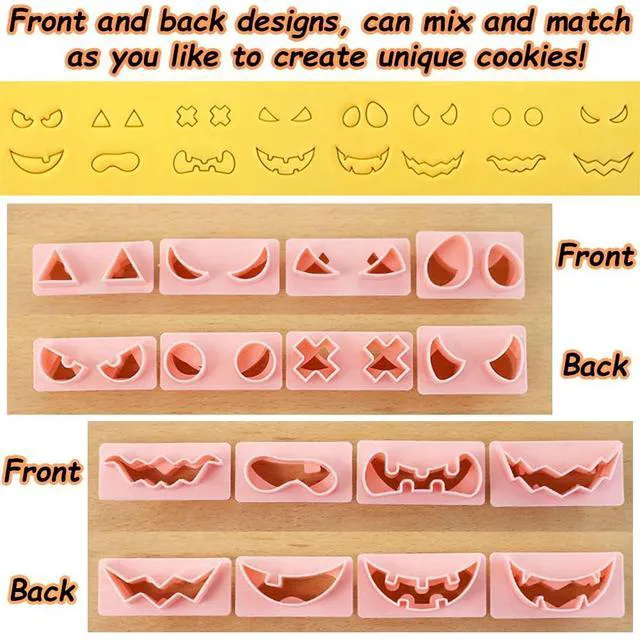Alt view image 3 of 7 - Mini Pumpkin Cookie Cutters, DIY 3d Halloween Raised Design Cookie Stamps | Cookie Cutter Set suitable for Frosting Decoration, Mini Gingerbread Pie Molds, Day of The Dead Decorations