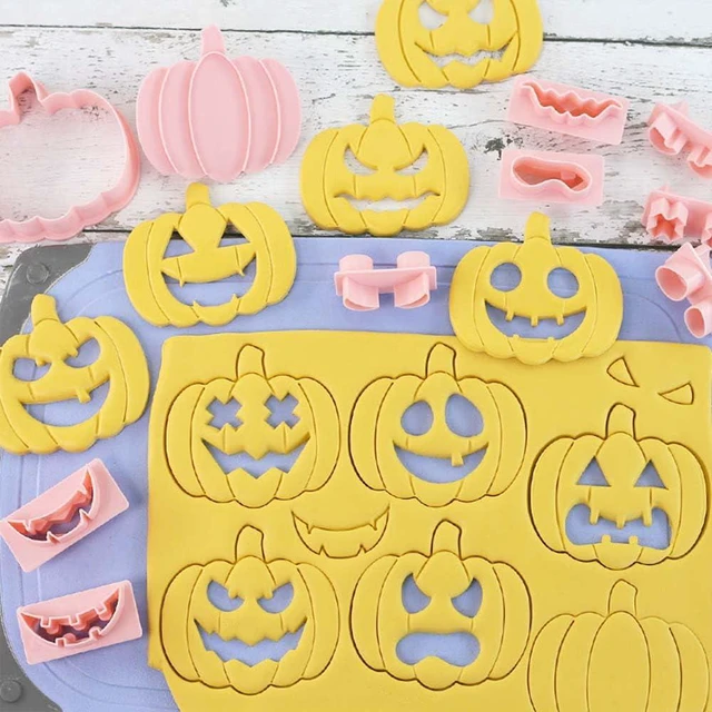 Alt view image 6 of 7 - Mini Pumpkin Cookie Cutters, DIY 3d Halloween Raised Design Cookie Stamps | Cookie Cutter Set suitable for Frosting Decoration, Mini Gingerbread Pie Molds, Day of The Dead Decorations