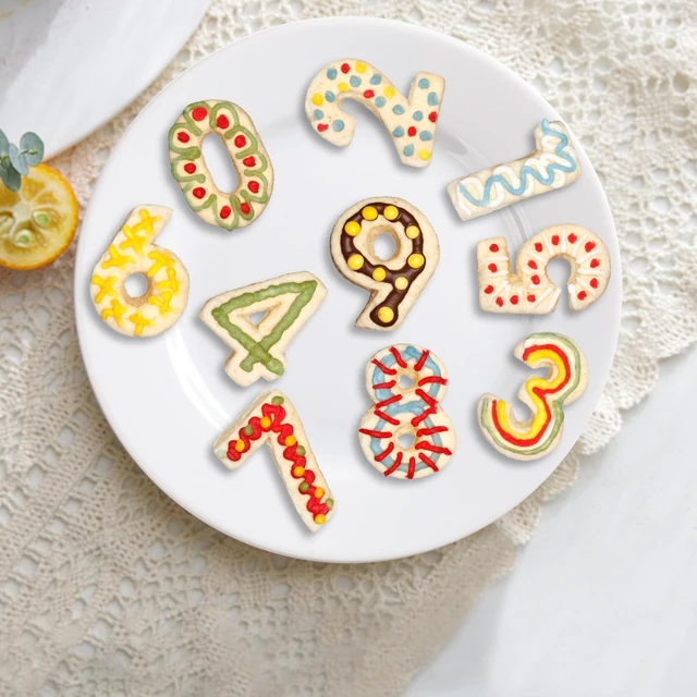 Alt view image 3 of 3 - 9PCS Number Cookie Cutters Set, Numbers 0-8(6 Reverses to 9), 3 Inch | Birthday Number, Stainless Steel Cookie Cutters for Baking, Number Shaped Baking Tool for Homemaking Biscuits, Cookie, Dough