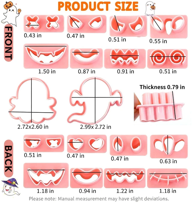Alt view image 2 of 7 - Halloween Cookie Cutters, 10Pcs Mini Ghost Cookie Stamps Set | 3D Raised Design Mini Ghost Cookie Molds for Halloween Baking, Frosting Decoration and Party Supplies
