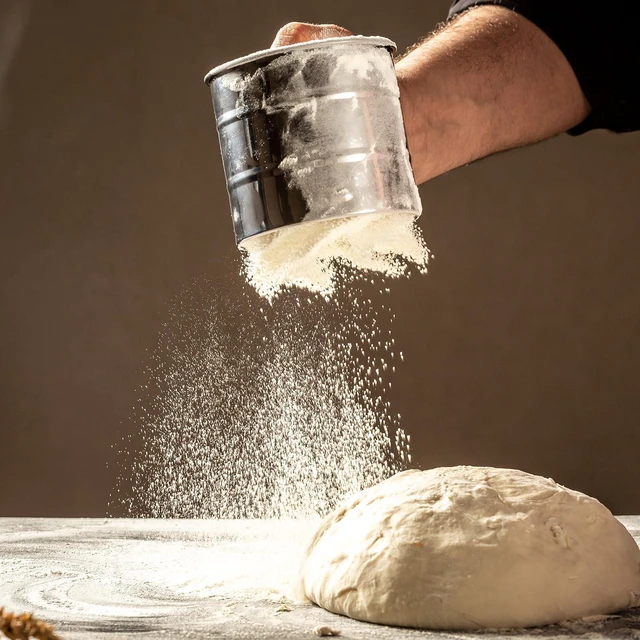 Alt view image 5 of 6 - Flour Sifter 3 Cup for Baking, Crank Sifter Sieve Baker Dusting | Professional Fine Mesh Flower Sifter, One Hand Press Quick Sifting, Stainless Steel
