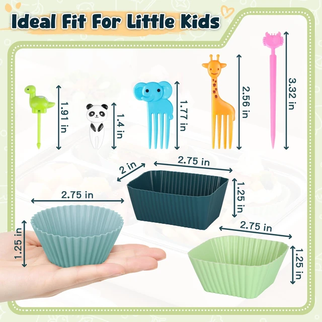Alt view image 6 of 7 - 66PCS Silicone Lunch Box Dividers & Cute Animal Food Picks for Kids | 20 Reusable Silicone Cupcake Liners, Muffin Baking Cups, 46 Fruit Toothpicks, School Lunchbox Bento Box Accessories Supplies
