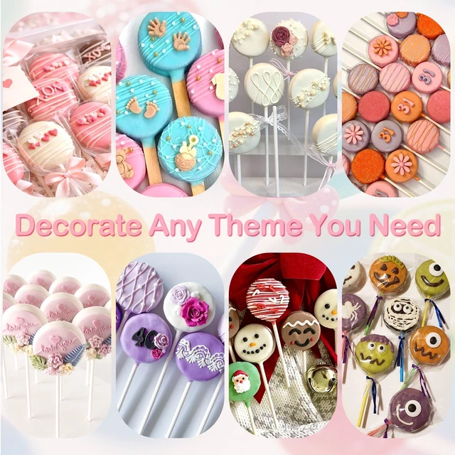 Alt view image 4 of 7 - Round Cake Pop Mold Set with 50PCS Sticks Bags Ties,1.75 Inch Cake Pop Cutter and Pusher,Dishwasher Safe Baking Molds for Birthday Wedding Kids Party Desserts-Pink