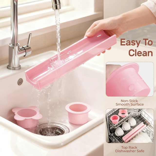 Alt view image 7 of 7 - Round Cake Pop Mold Set with 50PCS Sticks Bags Ties,1.75 Inch Cake Pop Cutter and Pusher,Dishwasher Safe Baking Molds for Birthday Wedding Kids Party Desserts-Pink