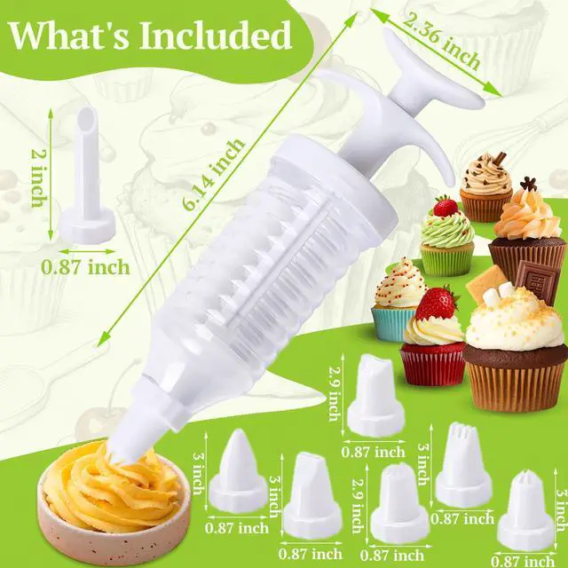 Alt view image 6 of 7 - Cake Decorating Kit, Icing Gun with 8 Piping Tips for Cupcakes | 8 Piping Tips with one-handed Icing Gun Control for Cakes, Cupcakes, Cookies and Dessert Decorating