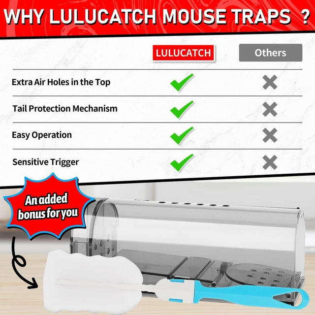 Alt view image 7 of 7 - Humane Mouse Traps 2 Pack | Live No Touch Catch and Release No Kill Rodent Traps | Reusable with Cleaning Brush | Pet Safe Indoor Outdoor for Mice, Rats, Chipmunks, Voles, Grey