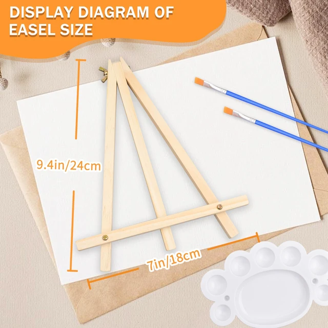 Alt view image 2 of 7 - 5 Pack 9" Wood Easels, Tabletop Tripod Stand for Painting Party & Crafts | Wood tripod art easels for painting, crafts, sign & photo display; portable mini tabletop stand for party, classroom