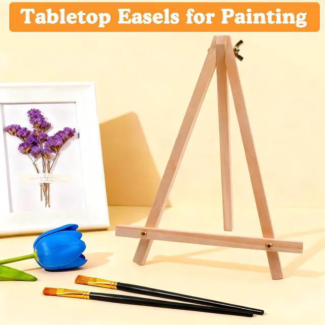 Alt view image 7 of 7 - 5 Pack 9" Wood Easels, Tabletop Tripod Stand for Painting Party & Crafts | Wood tripod art easels for painting, crafts, sign & photo display; portable mini tabletop stand for party, classroom