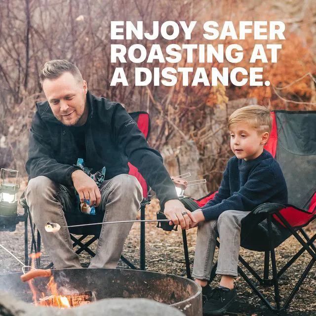 Alt view image 4 of 5 - Smores Sticks for Fire Pit - Accessories for Campfire Marshmallow Roasting Sticks Smores Kit Outdoor-Smore Skewers Hot Dog Fork For Outside, Camping Essentials Bonfire Gear Long 32" 5 Pack