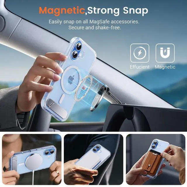 Alt view image 5 of 7 - Magnetic for iPhone 17 Case with Stand Clear | (Screen Protector)(Compatible with MagSafe)(Military Grade Shockproof) Transparent Drop Protection Slim Phone Case,6.3"