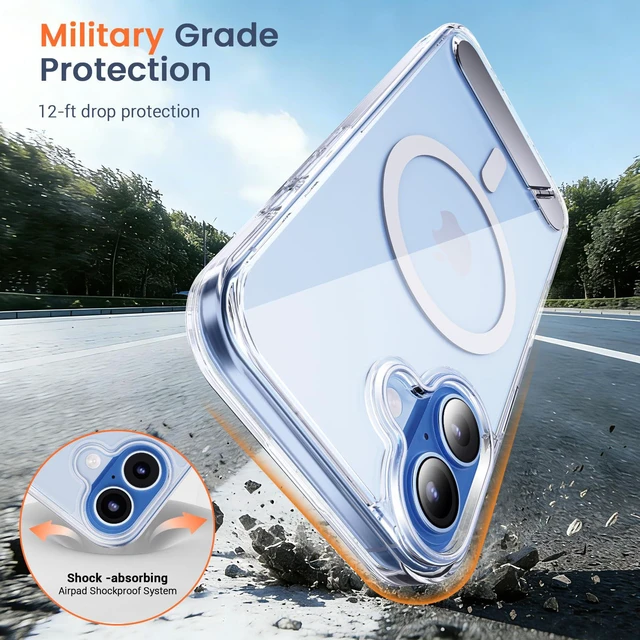 Alt view image 6 of 7 - Magnetic for iPhone 17 Case with Stand Clear | (Screen Protector)(Compatible with MagSafe)(Military Grade Shockproof) Transparent Drop Protection Slim Phone Case,6.3"